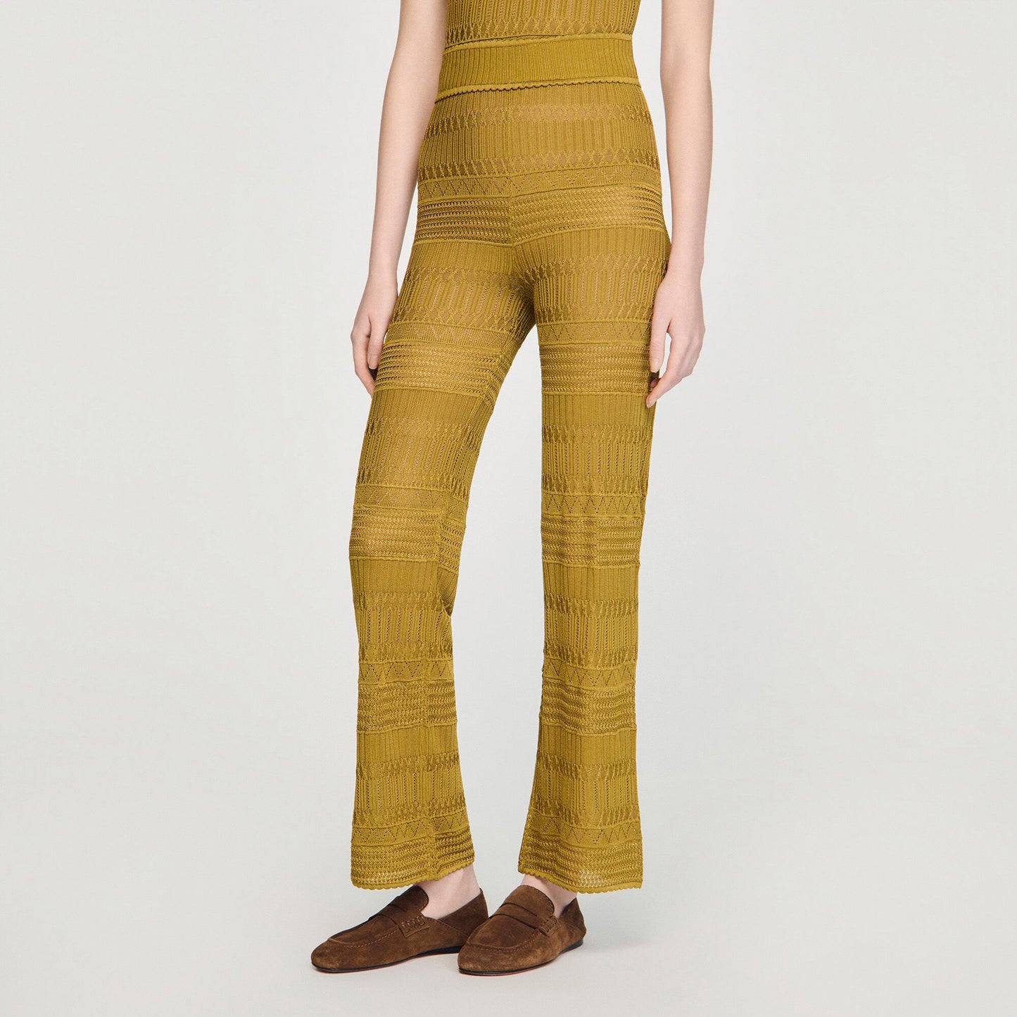 Pointelle knit trousers