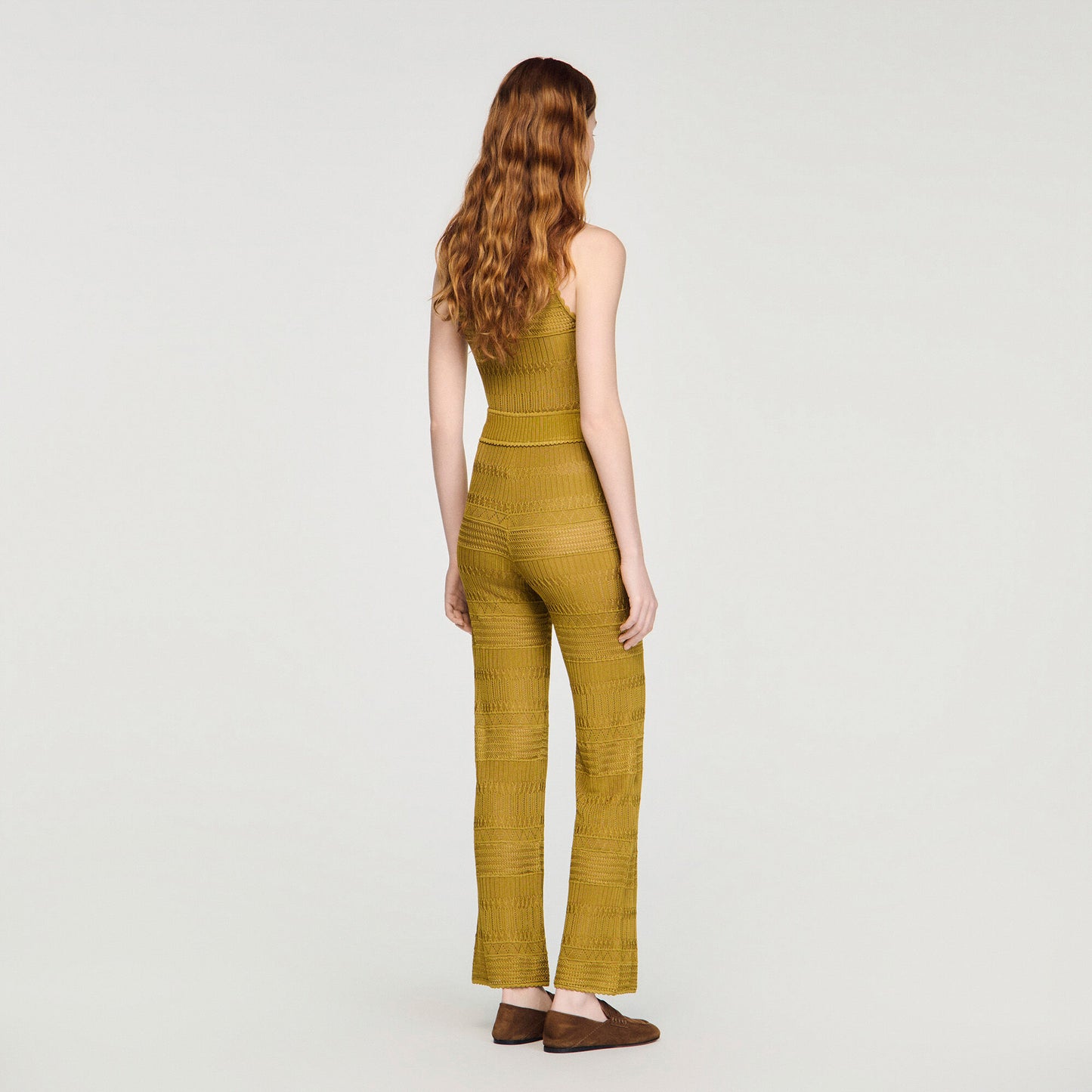 Pointelle knit trousers