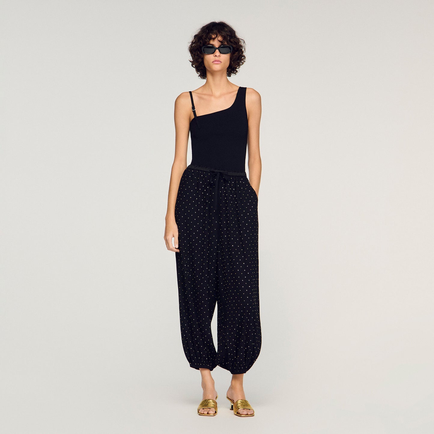 Rhinestone wide-leg trousers