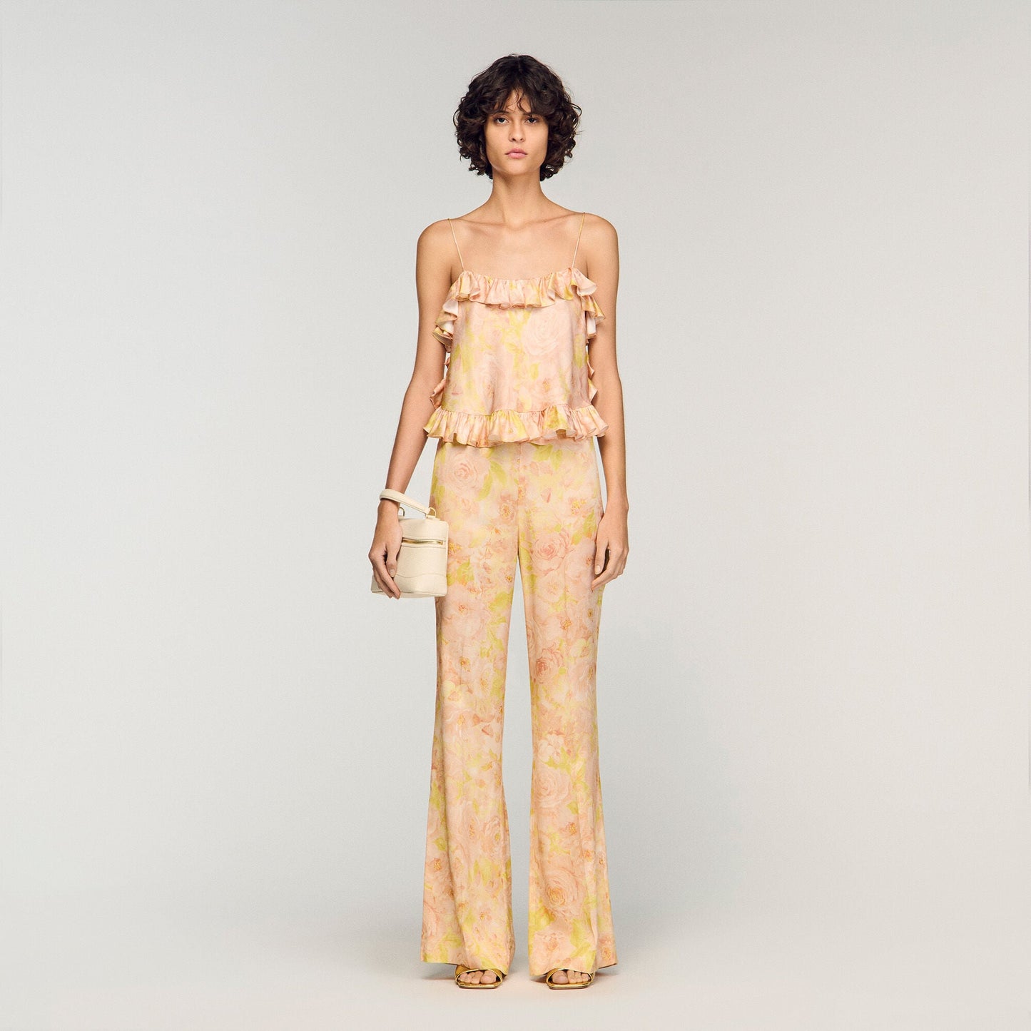 Floral-print floaty trousers