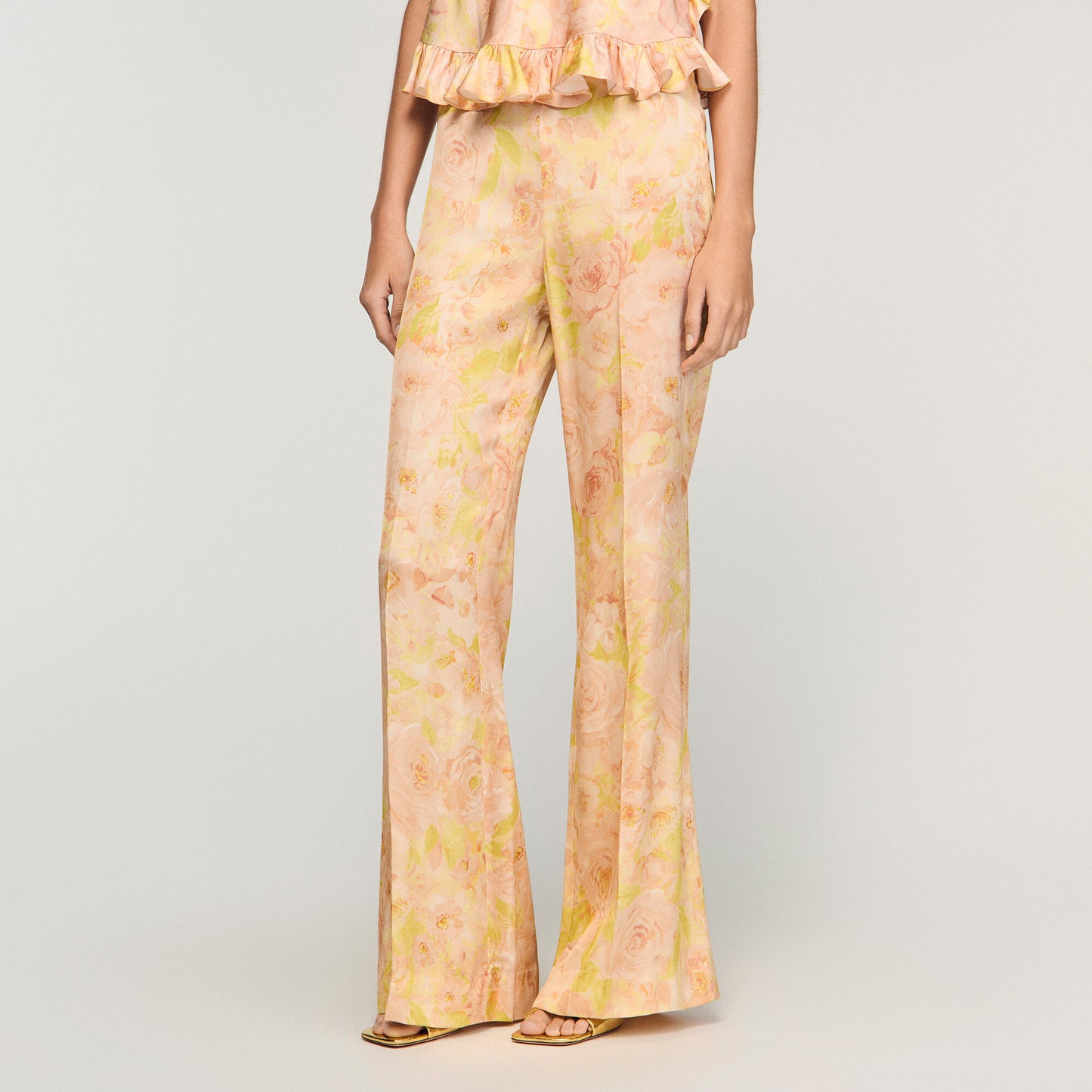Floral-print floaty trousers