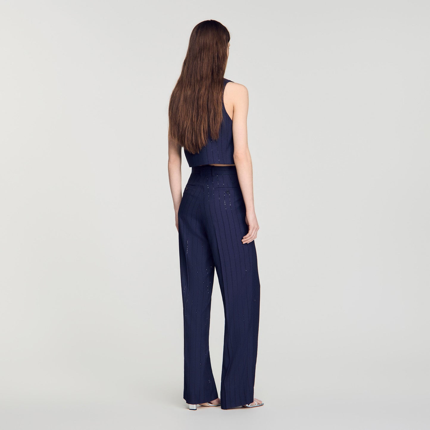 Striped sequin trousers