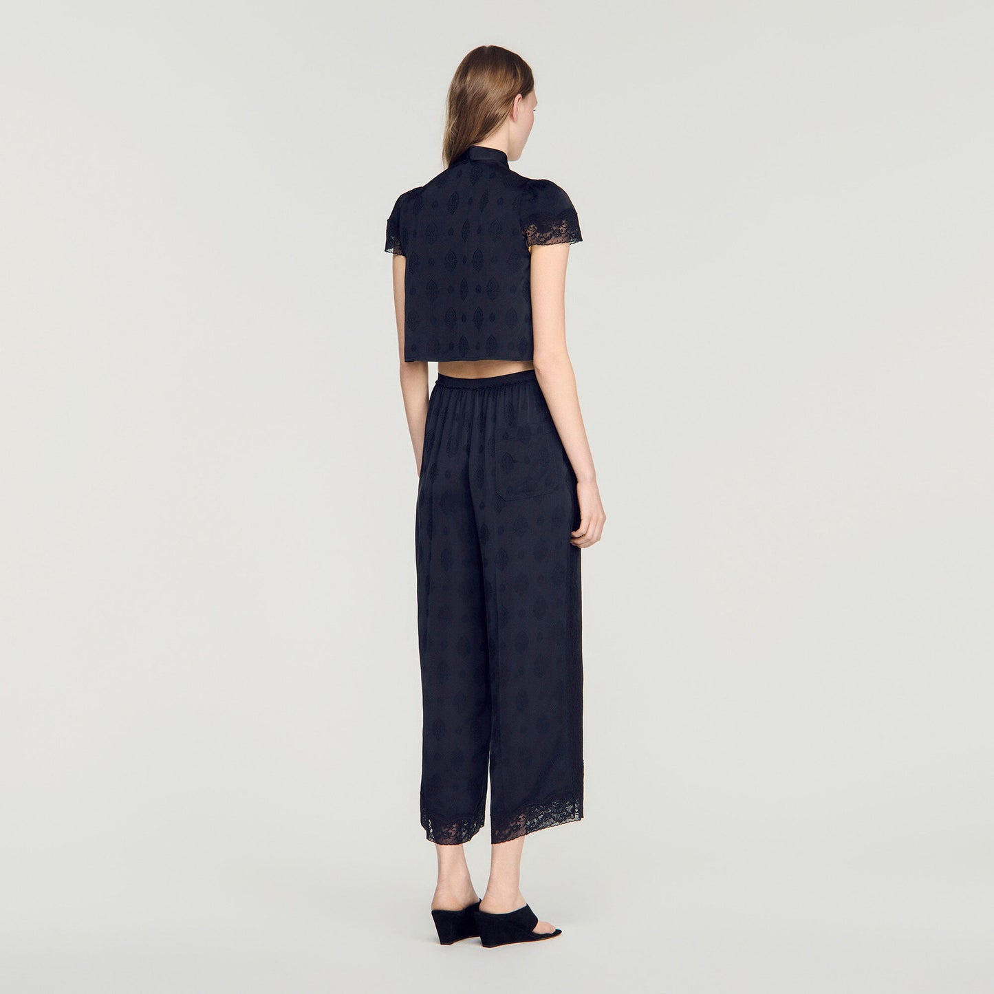 Fluid Paisley jacquard trousers