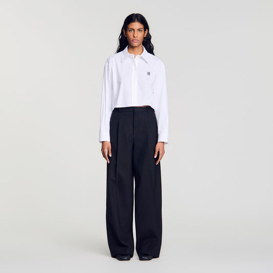 Striped wide-leg trousers
