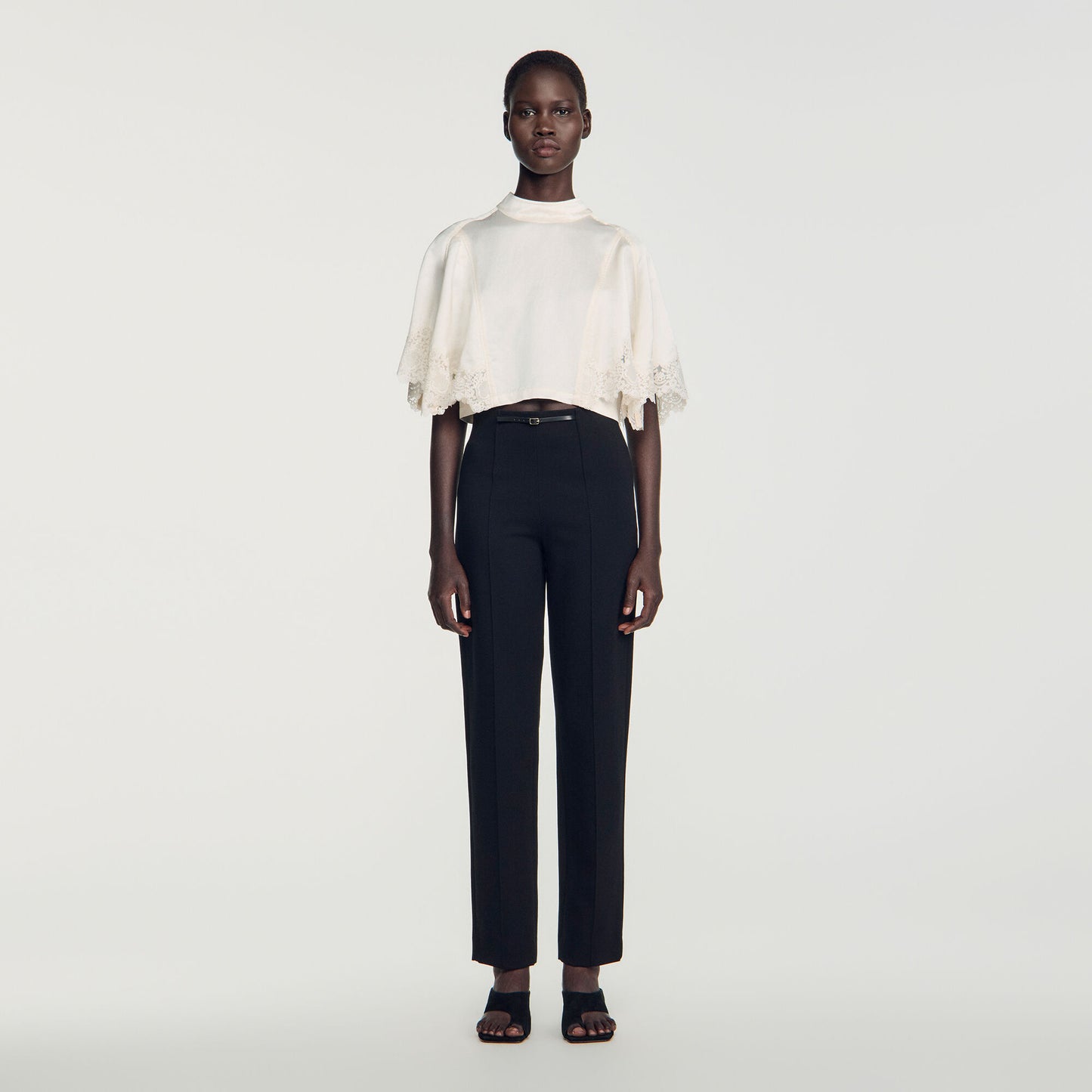 Stretch straight-leg trousers