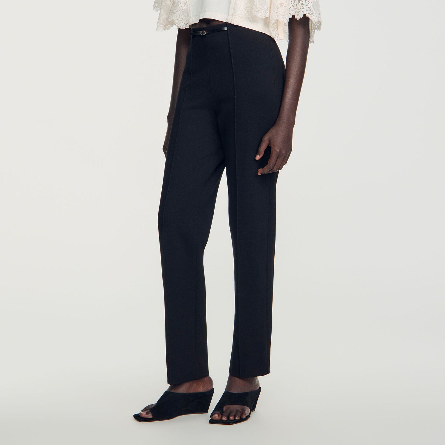 Stretch straight-leg trousers