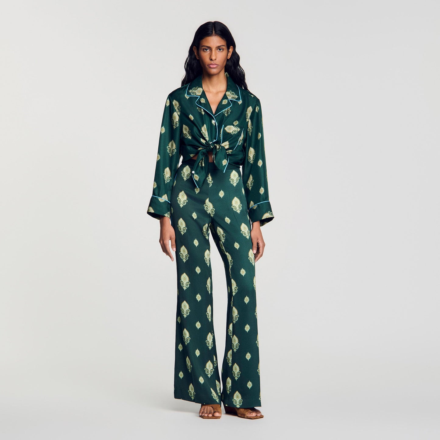 Paisley-print floaty trousers