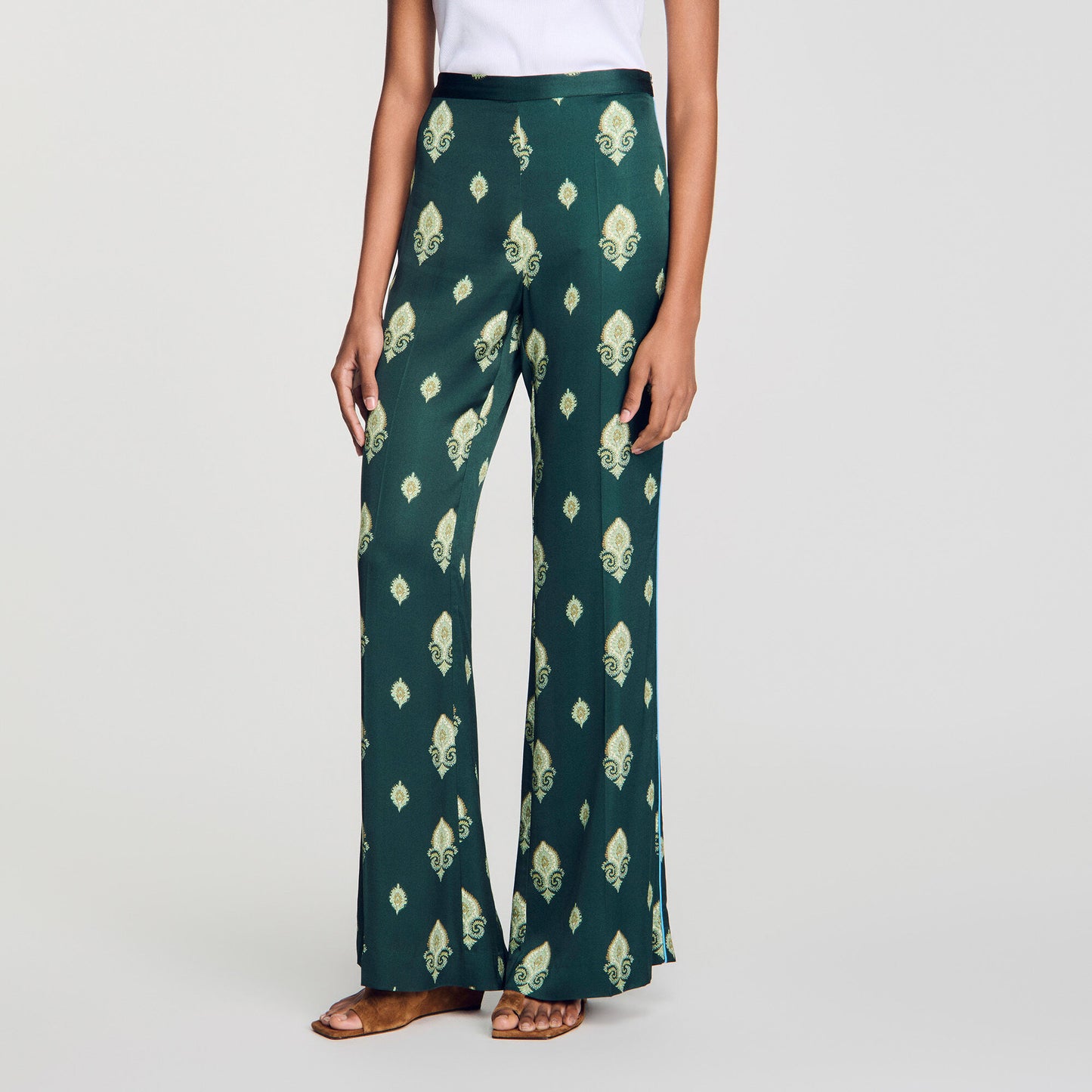 Paisley-print floaty trousers