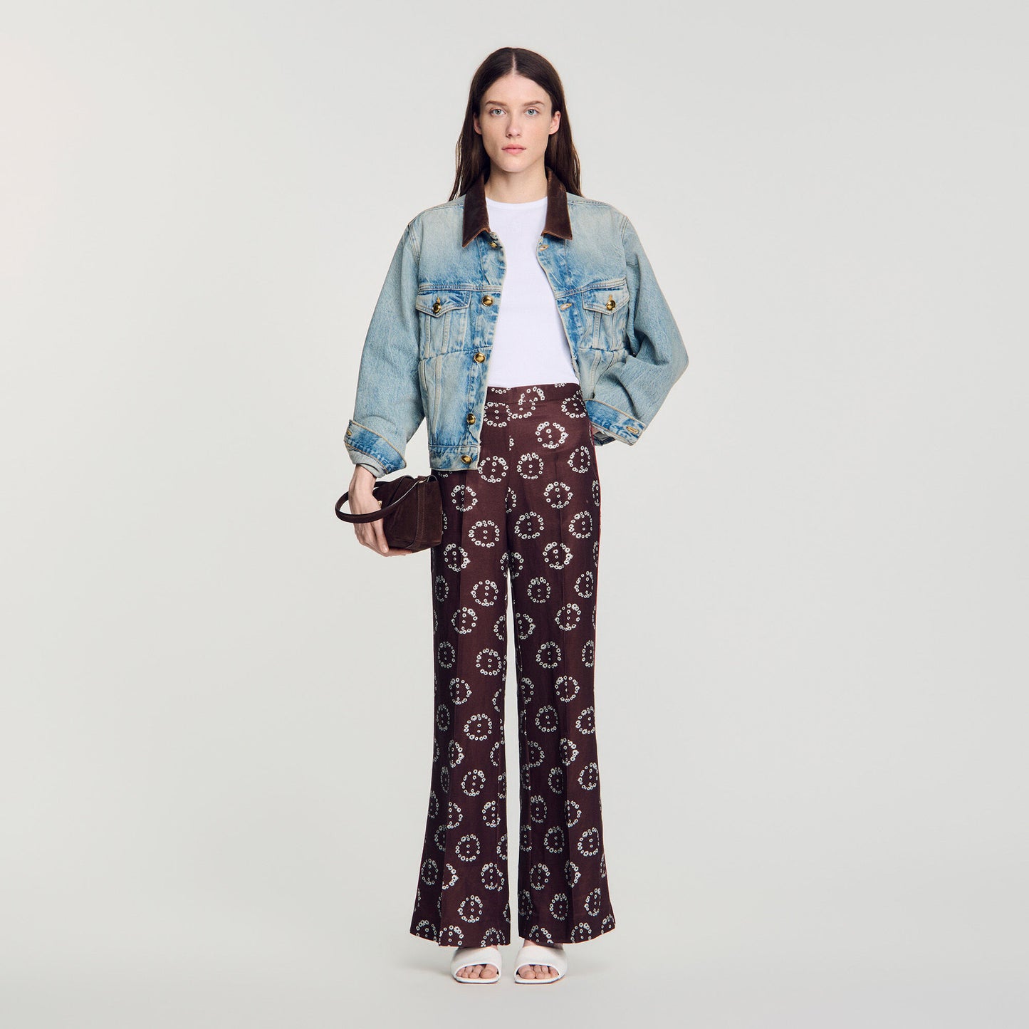 Floral-print floaty trousers
