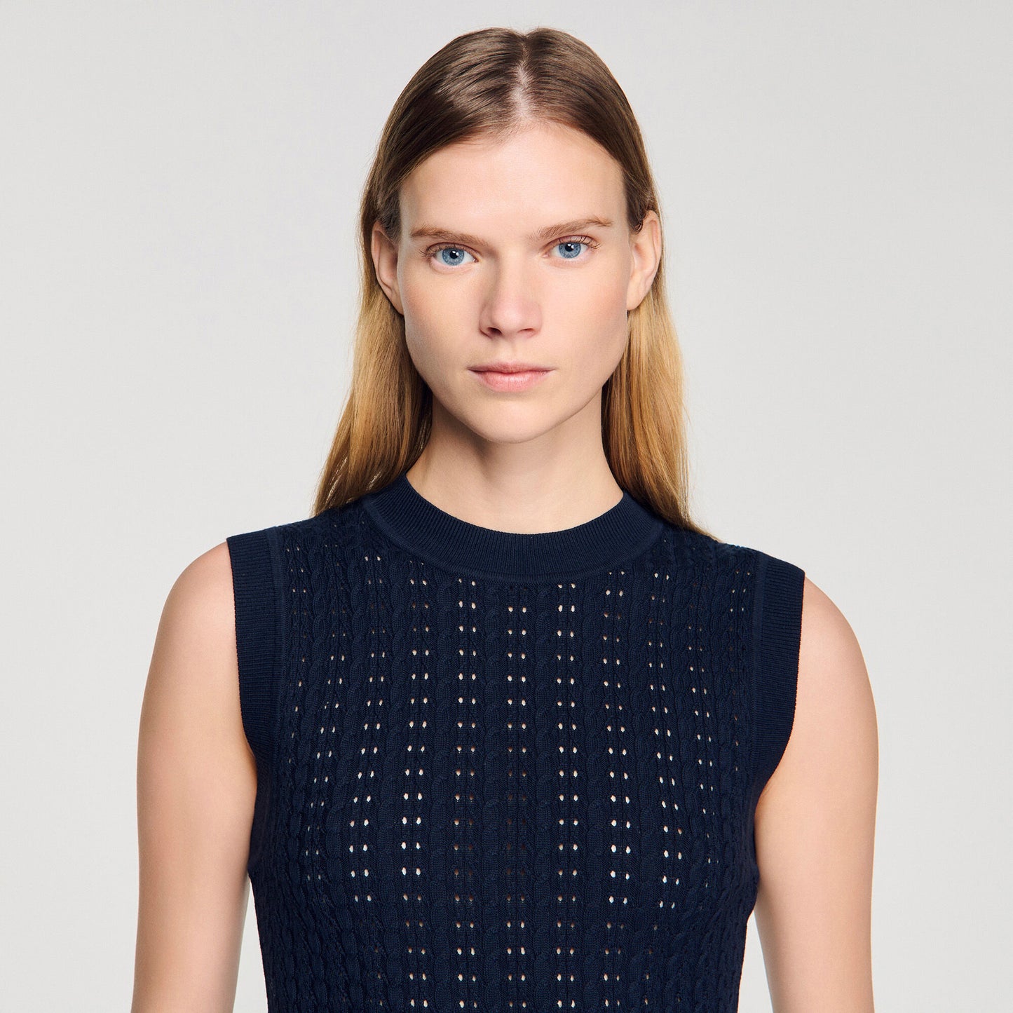 Cropped textured knit jumper