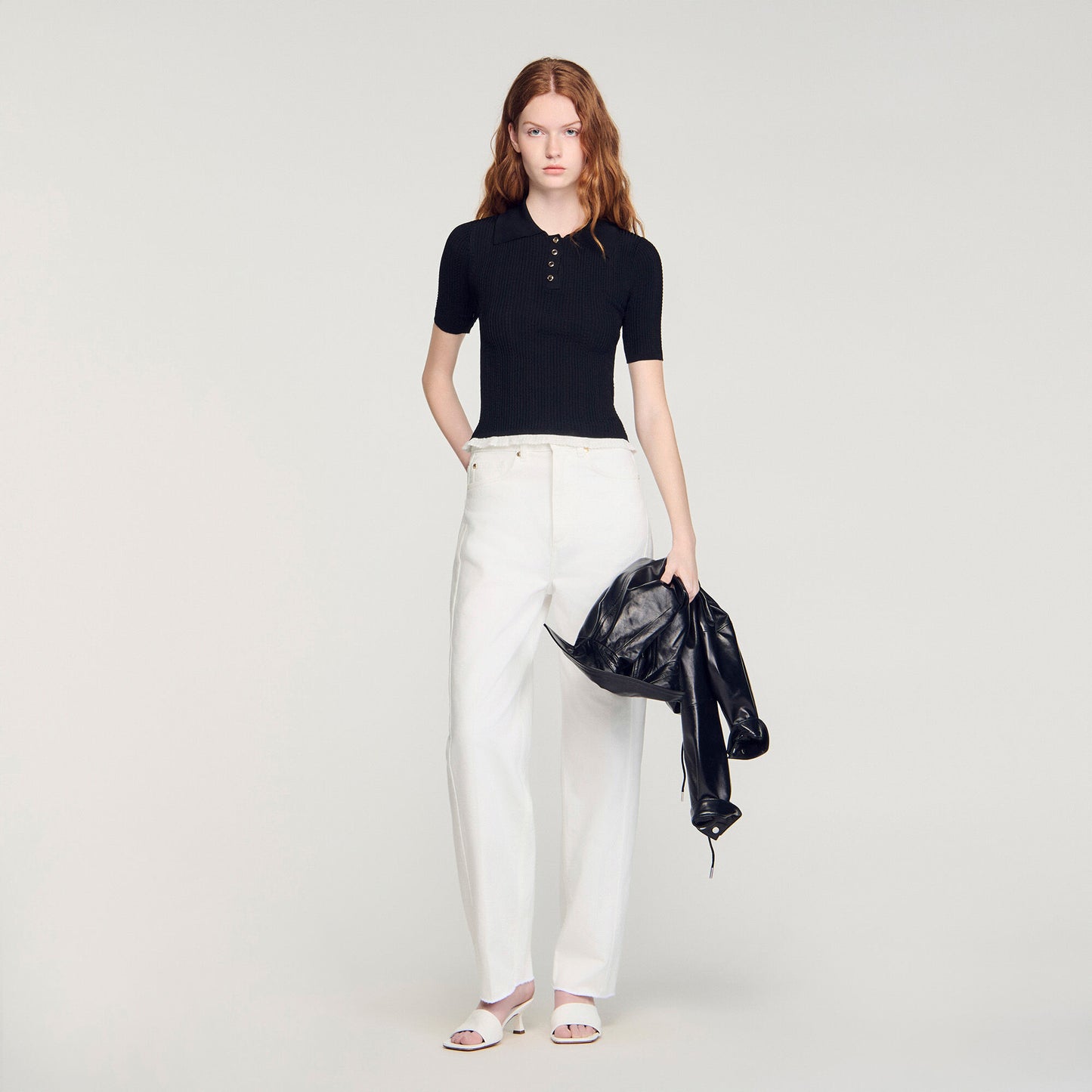 Knit polo shirt