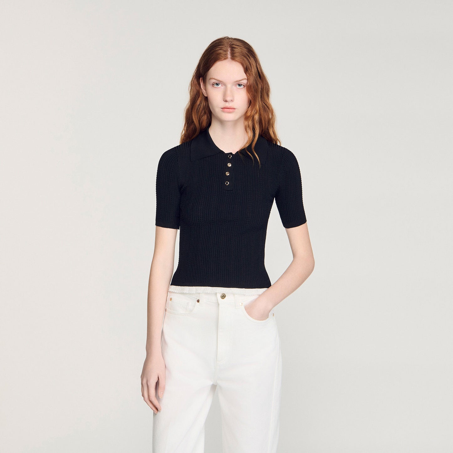 Knit polo shirt
