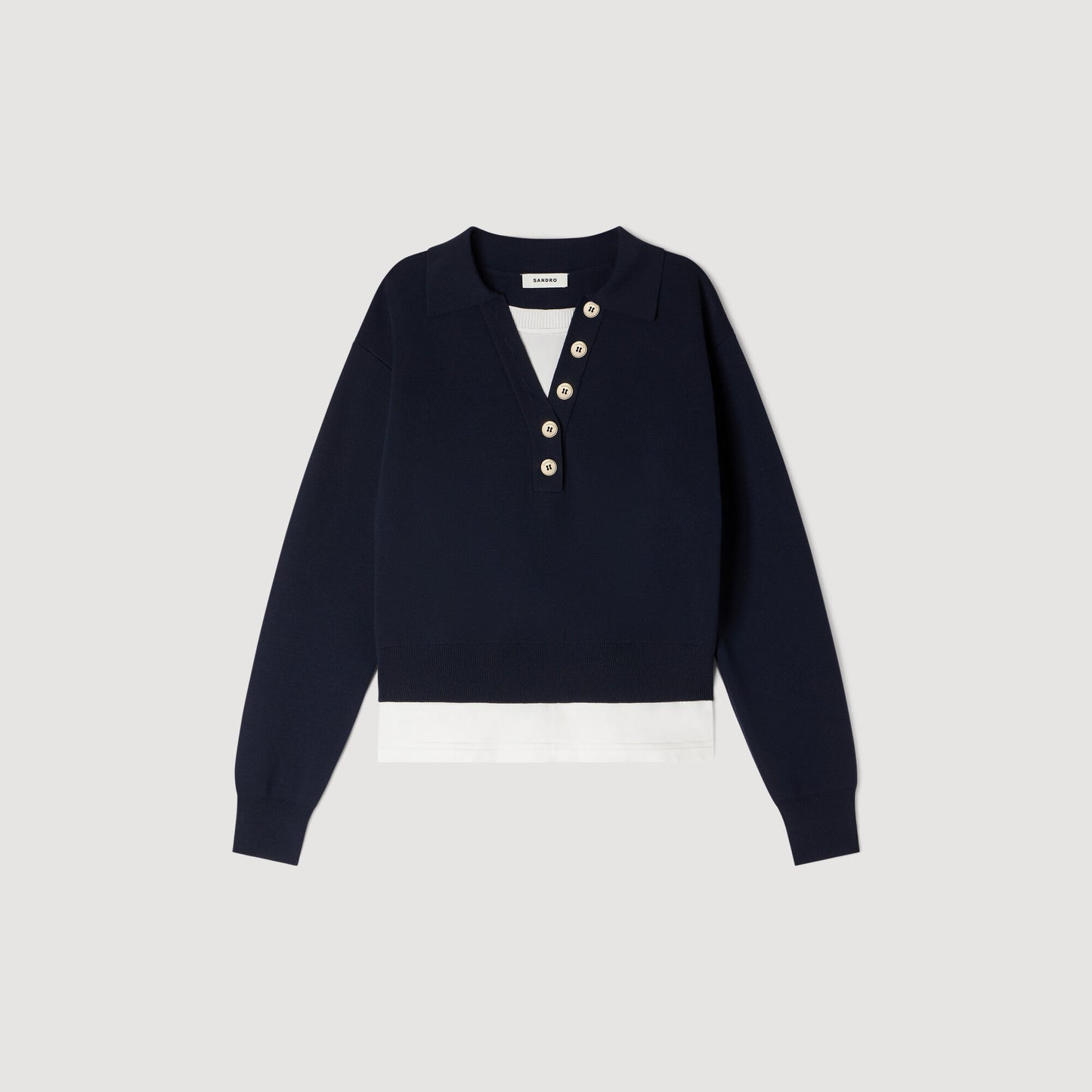 Metal button layered collar jumper