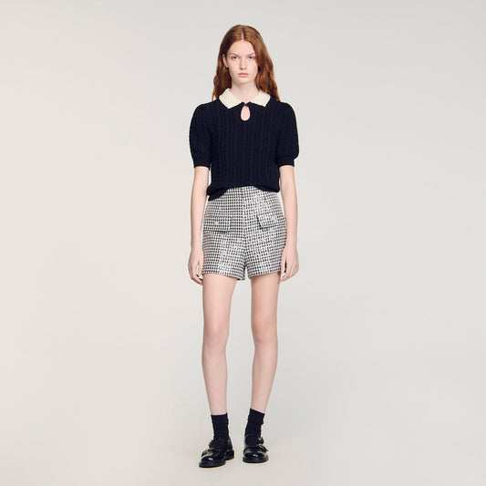 Pearl collar cable knit jumper