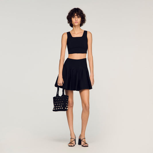 Cropped decorative knit jumper