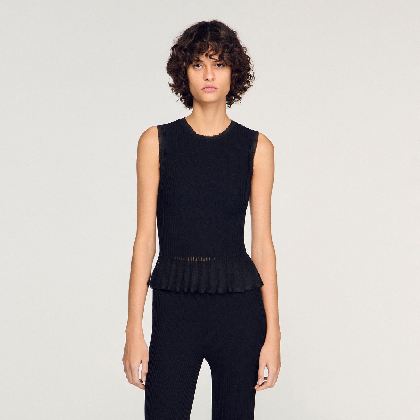 Ruffled ottoman knit jumper