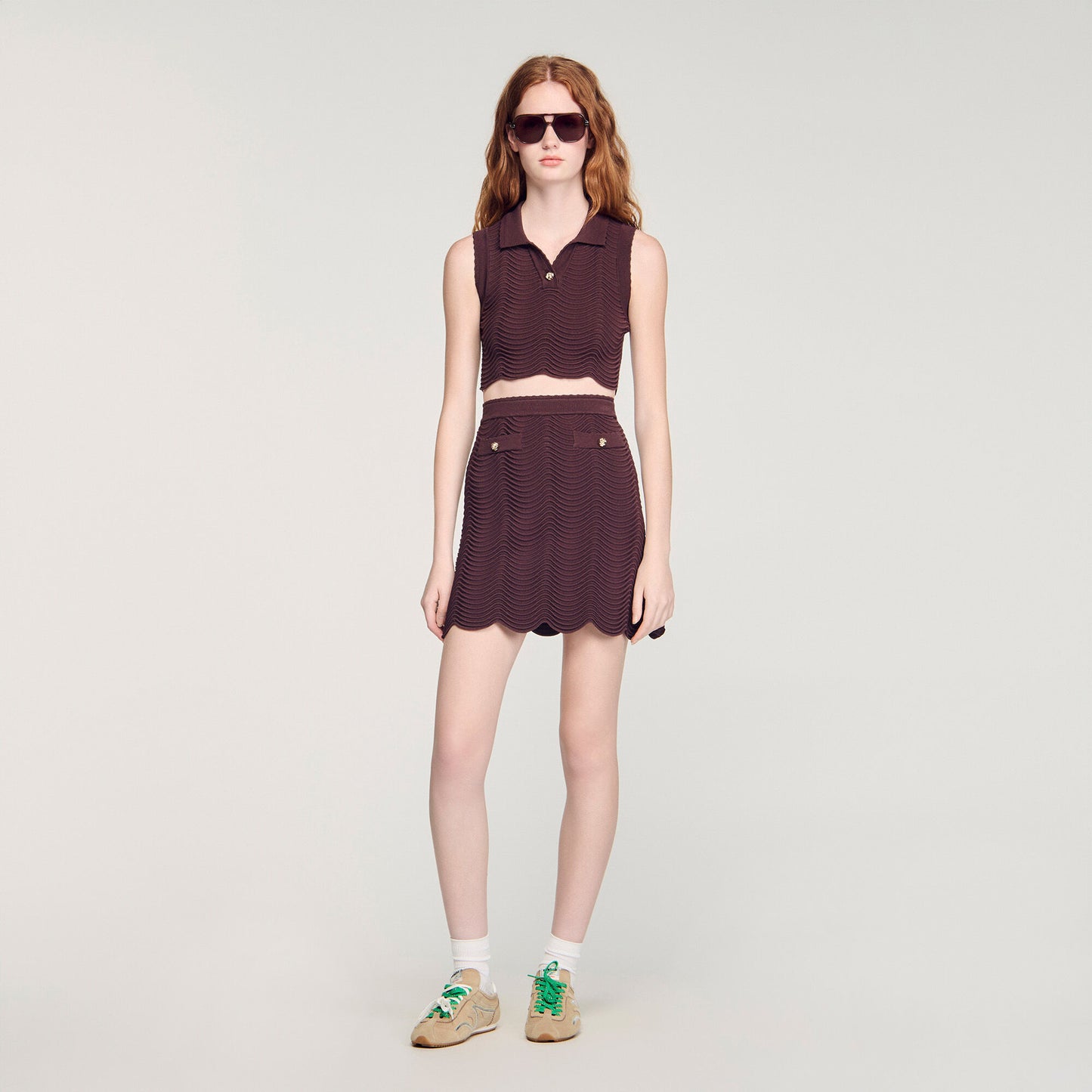 Cropped decorative knit top 2026