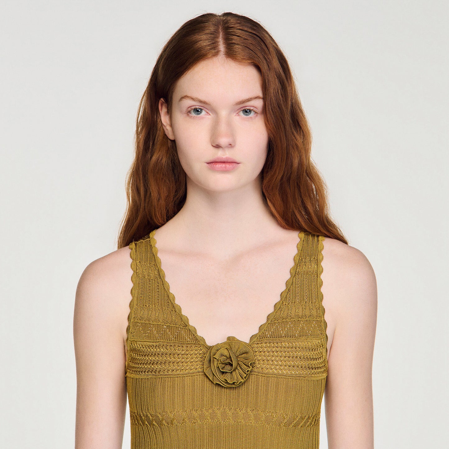 Floral pointelle knit top
