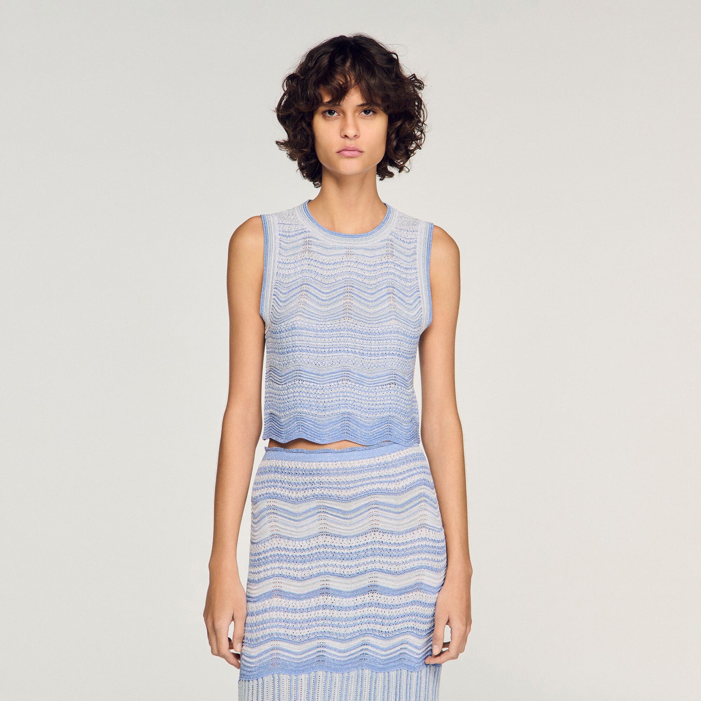 Cropped decorative knit top