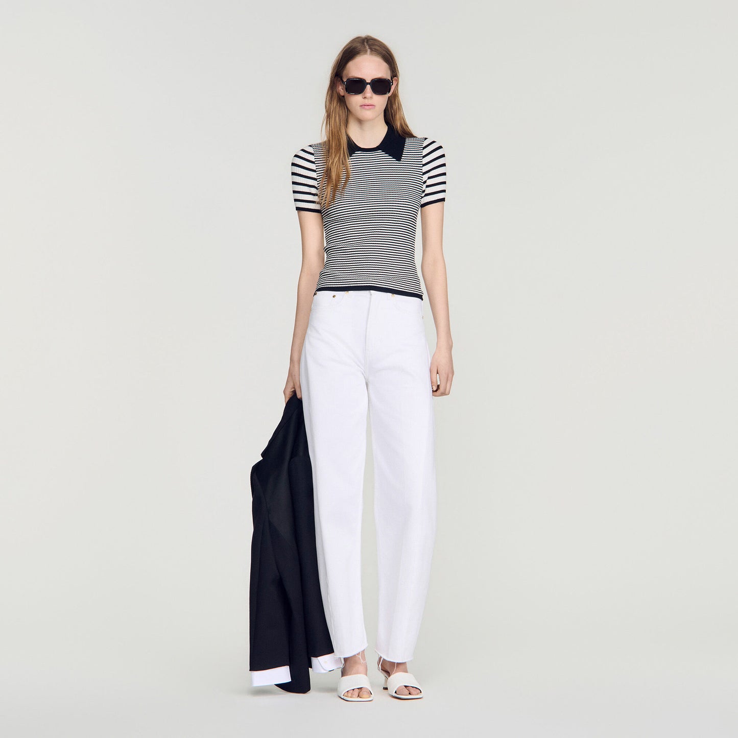 Striped polo-style jumper