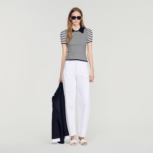 Striped polo-style jumper
