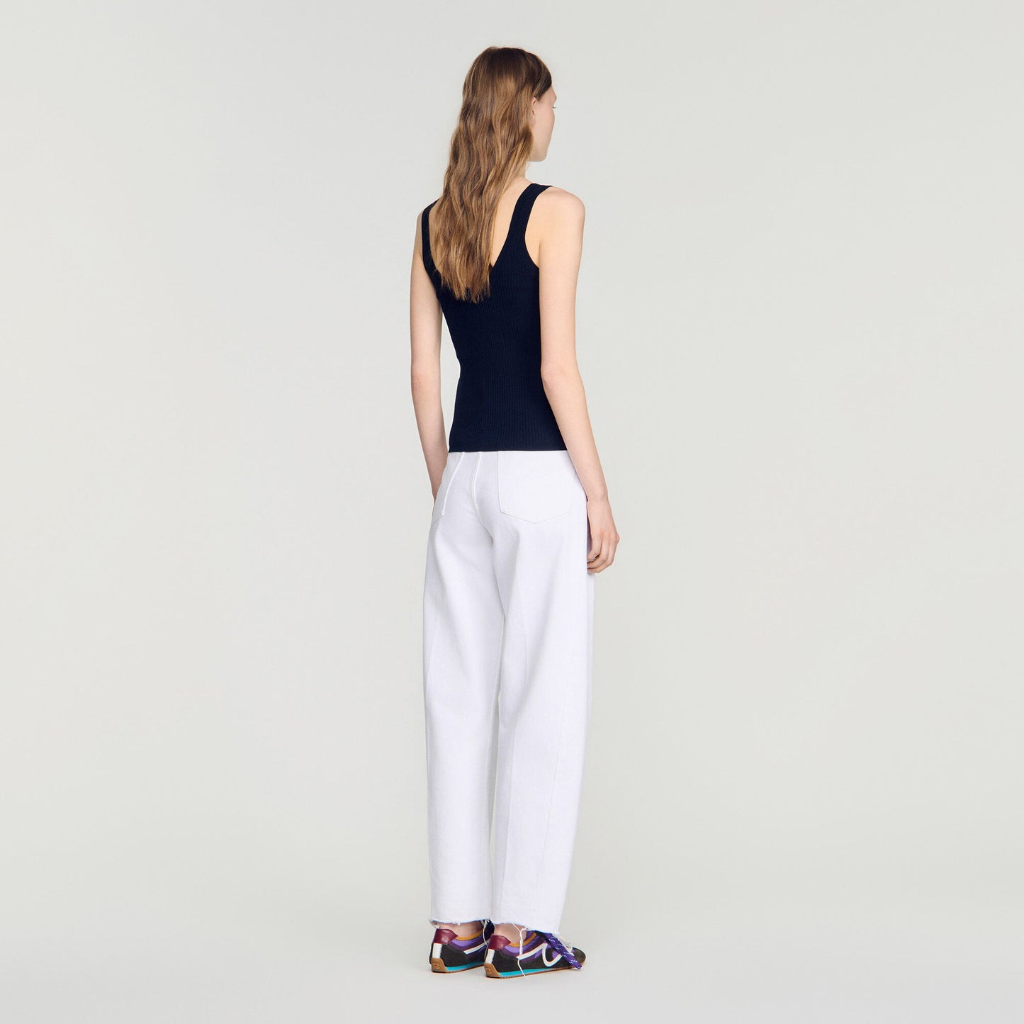 Contrast button vest top