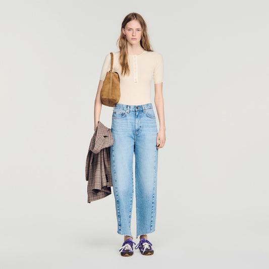 Jumper with ribbed button placket