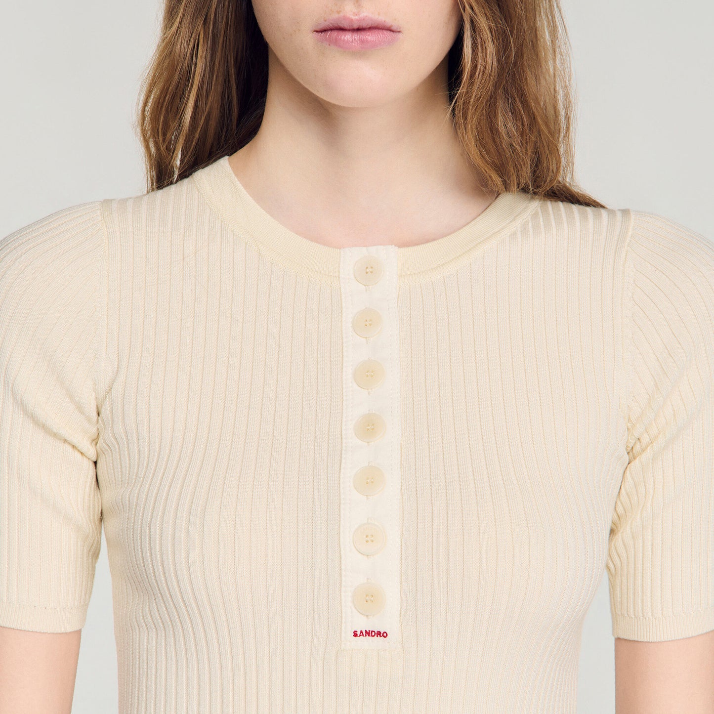 Jumper with ribbed button placket
