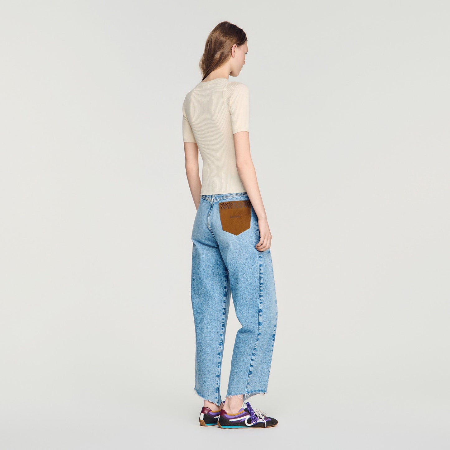Jumper with ribbed button placket