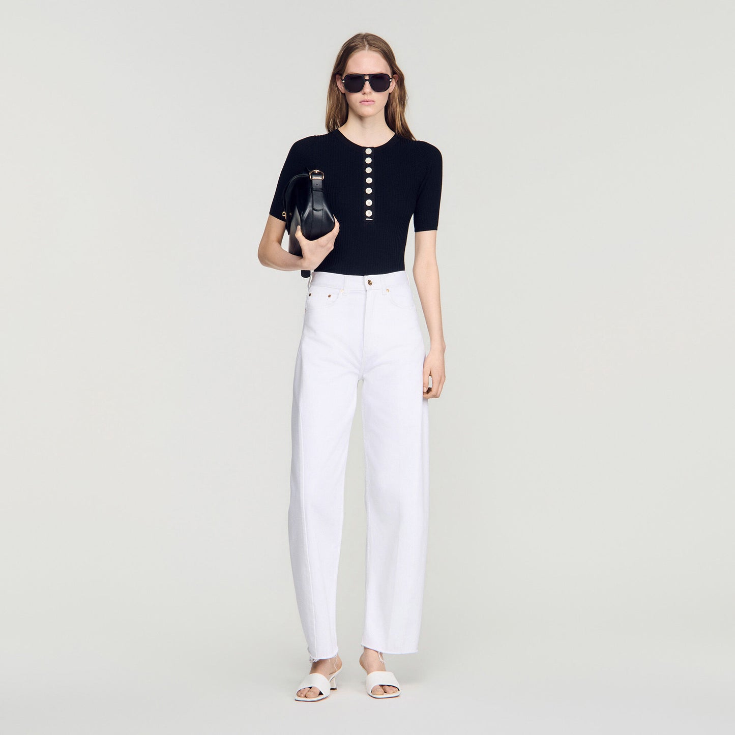 Jumper with ribbed button placket