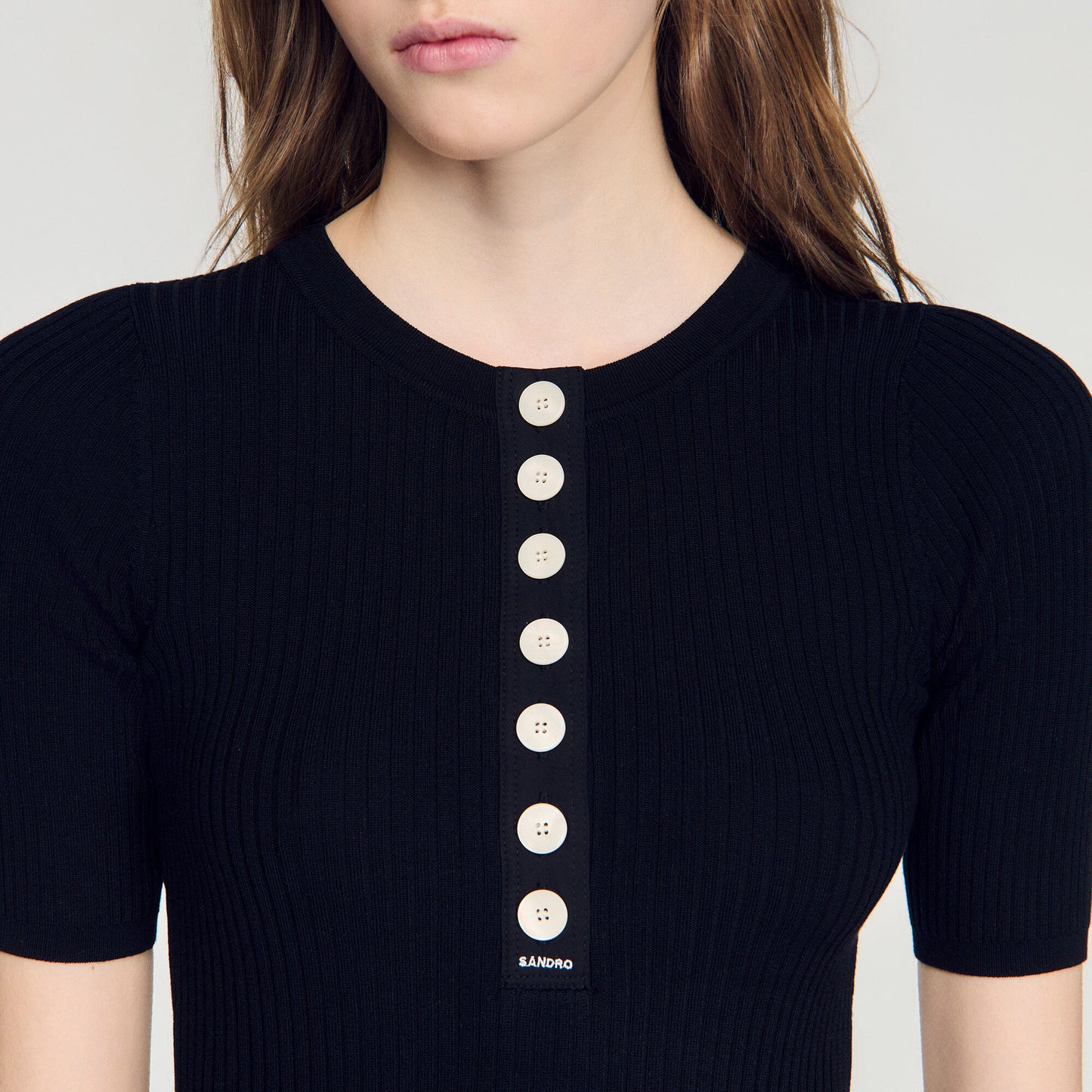 Jumper with ribbed button placket