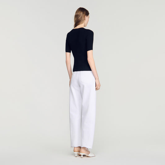 Jumper with ribbed button placket