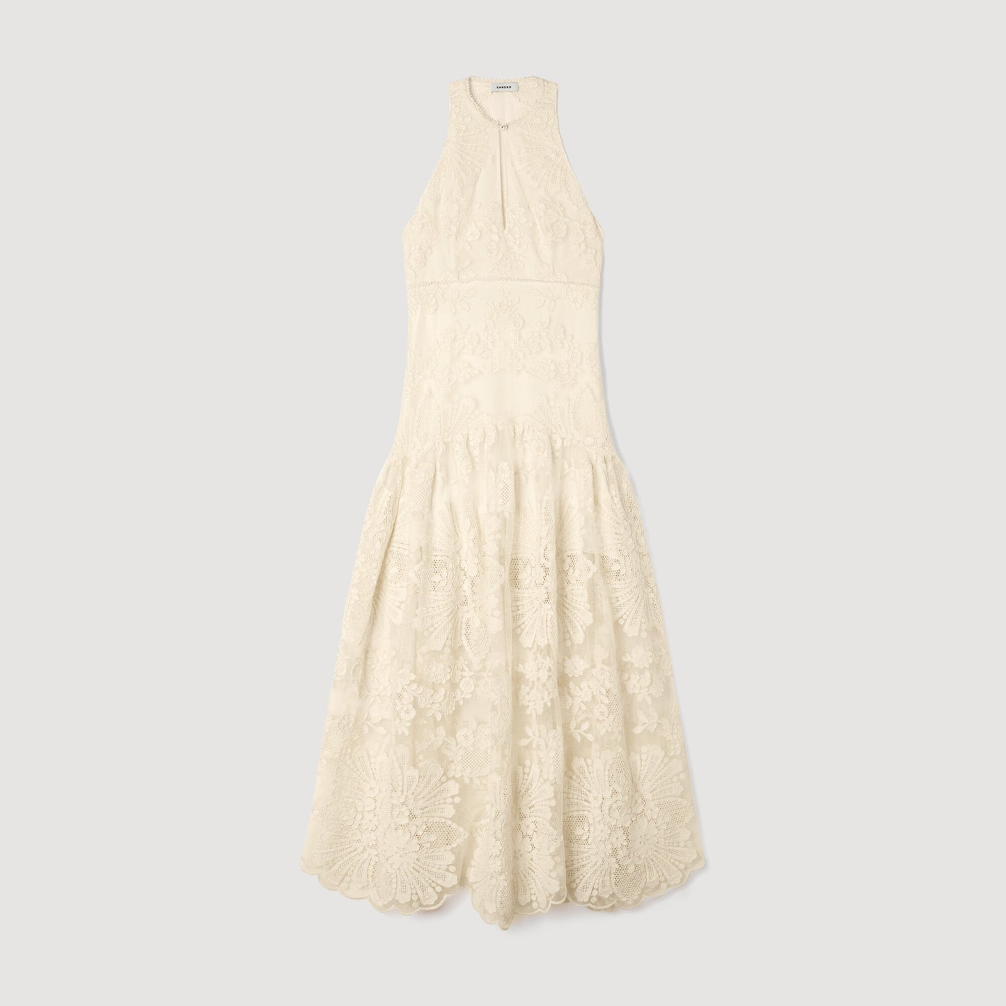 Floral cotton guipure maxi dress