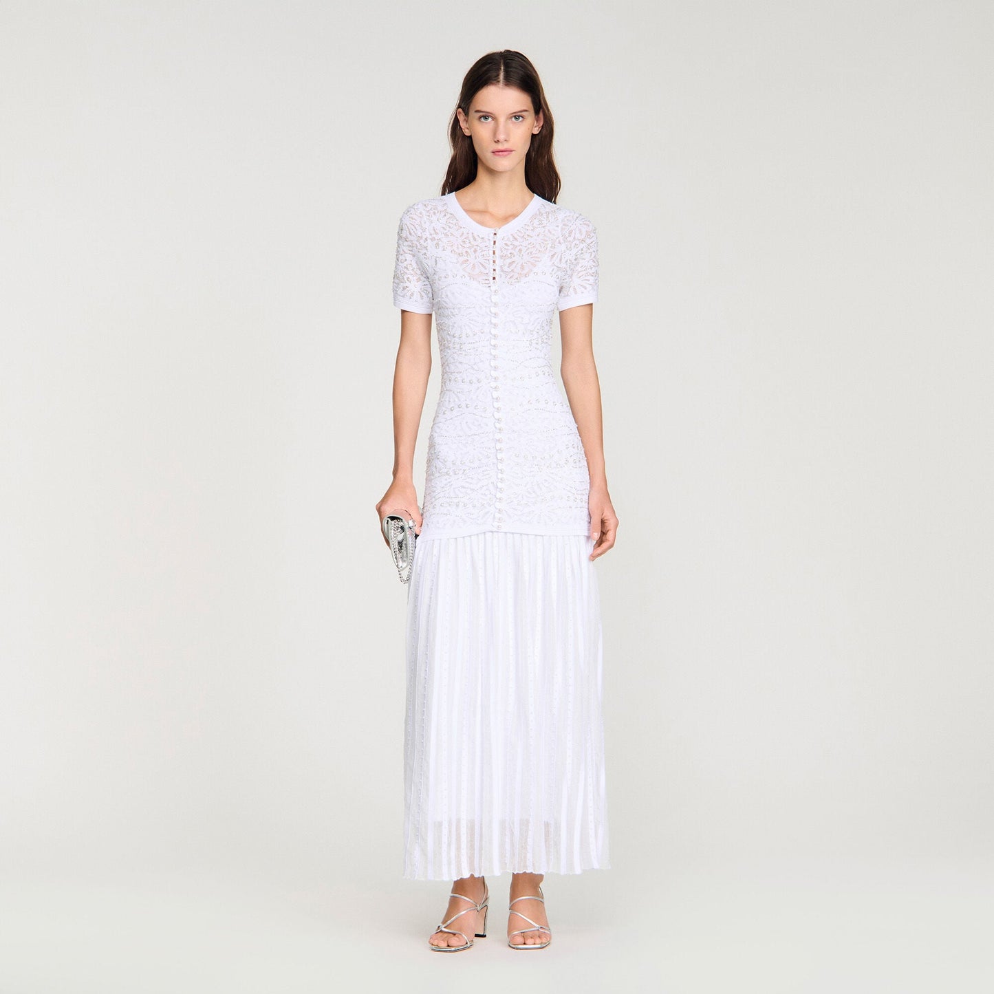 Beaded knit maxi dress