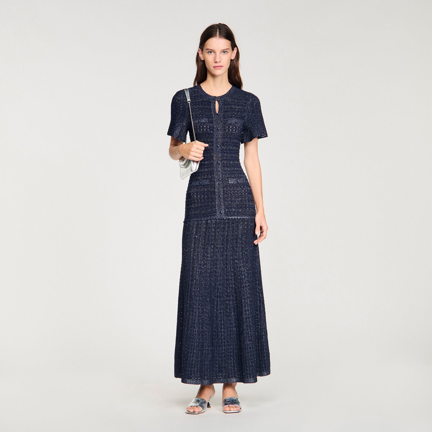 Rhinestone knit maxi dress