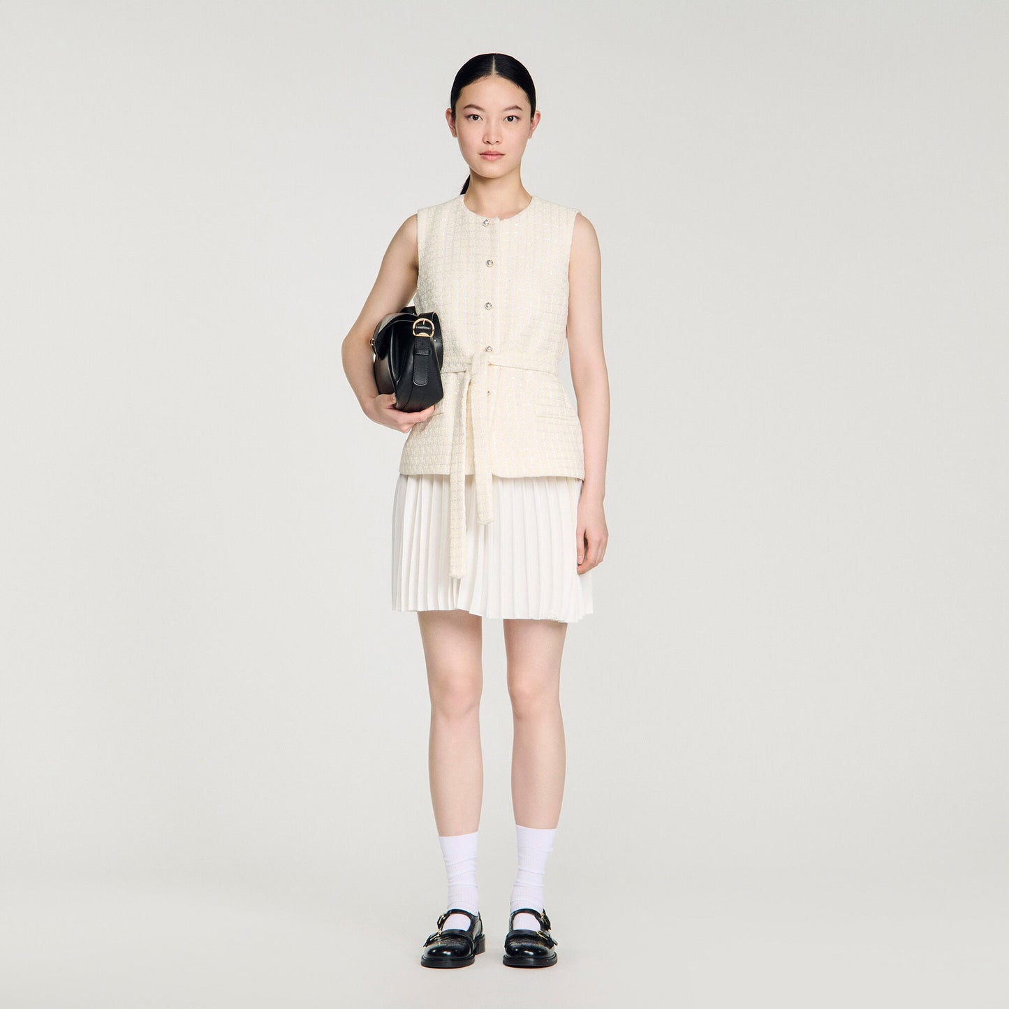Two-material short dress