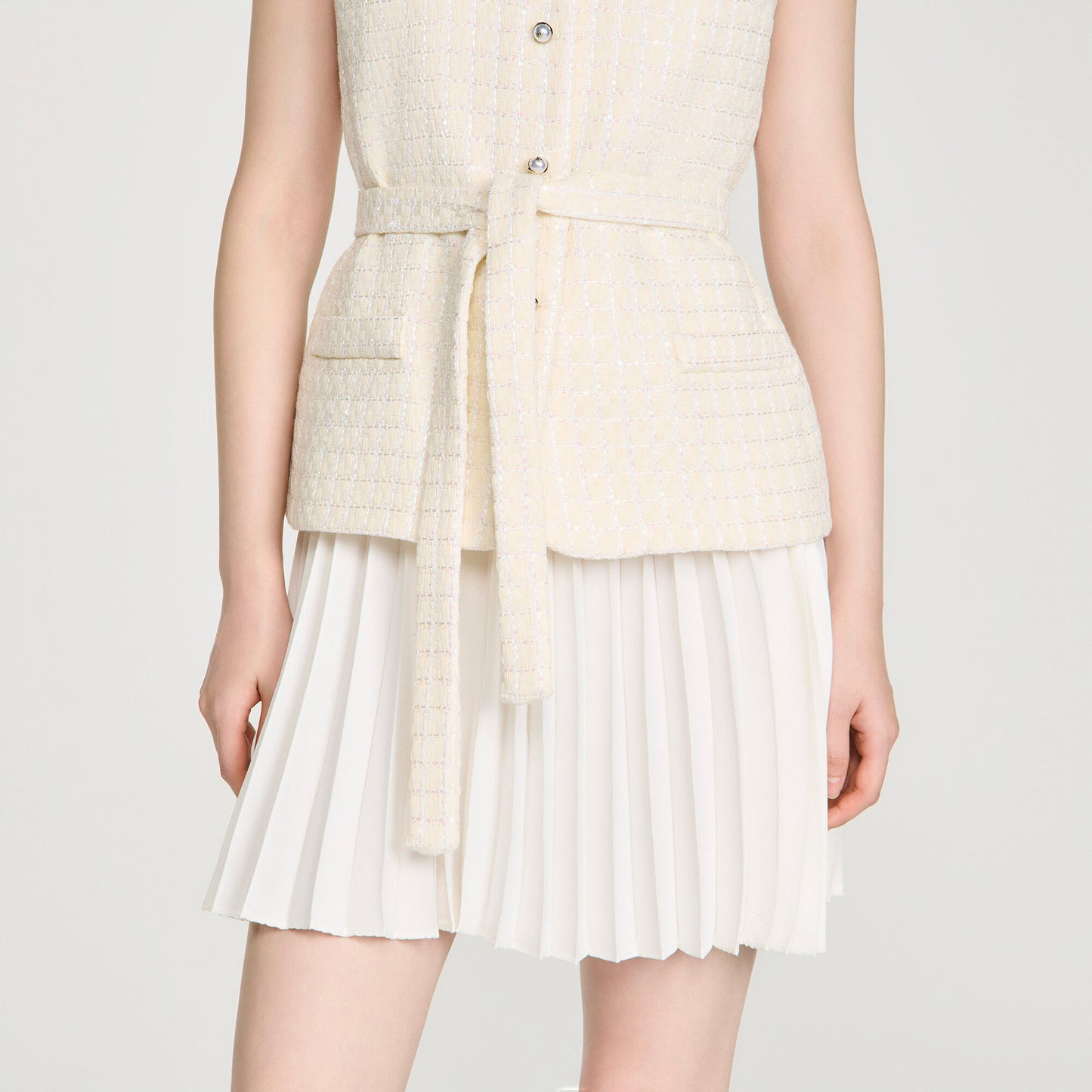 Two-material short dress