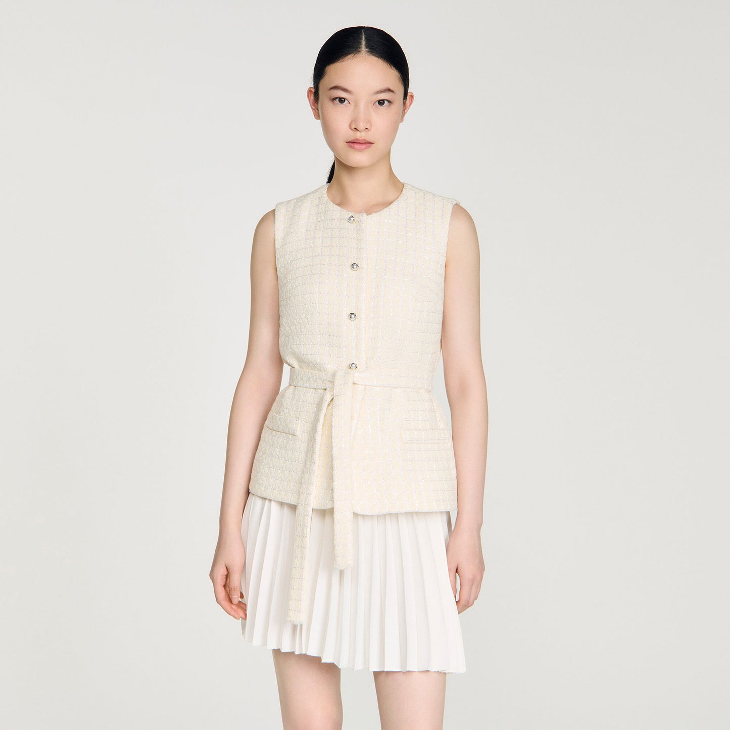 Two-material short dress