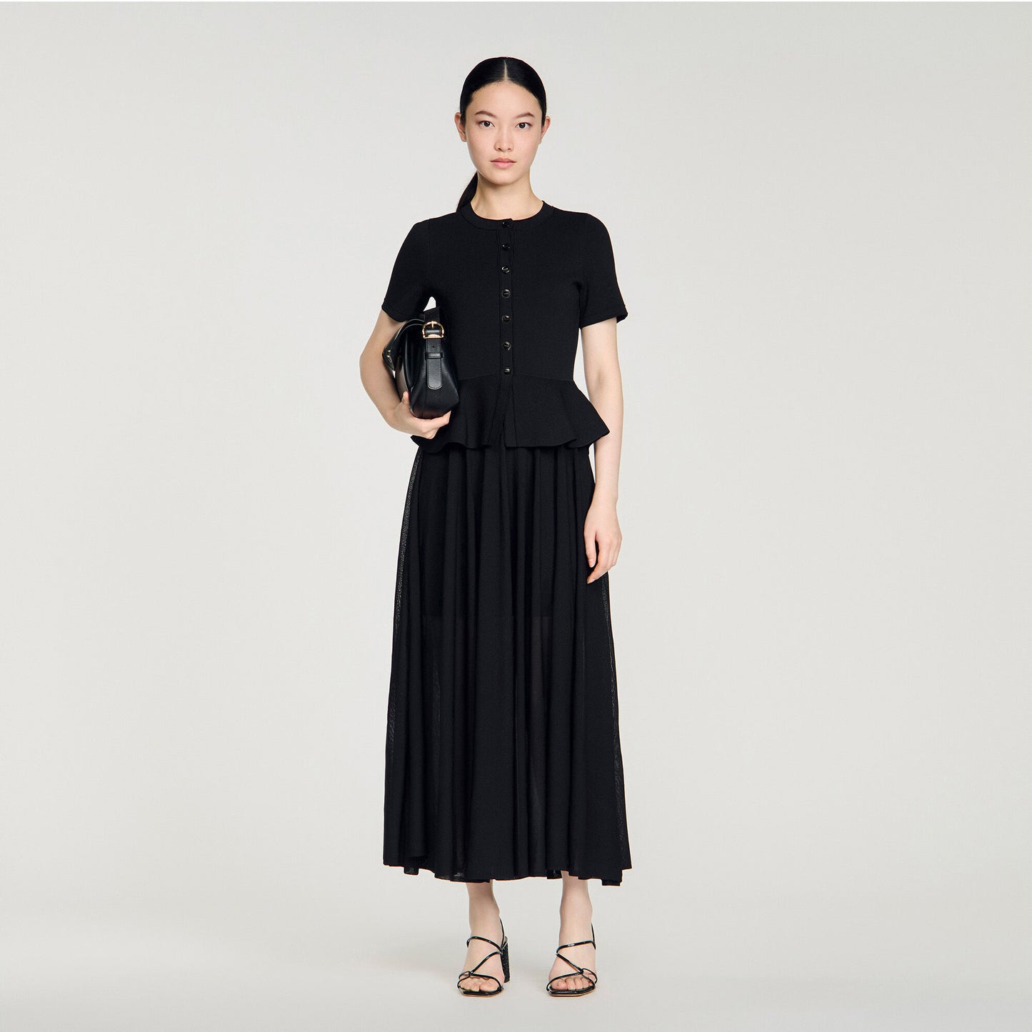 Peplum knit maxi dress