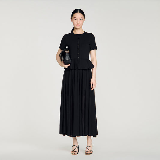 Peplum knit maxi dress