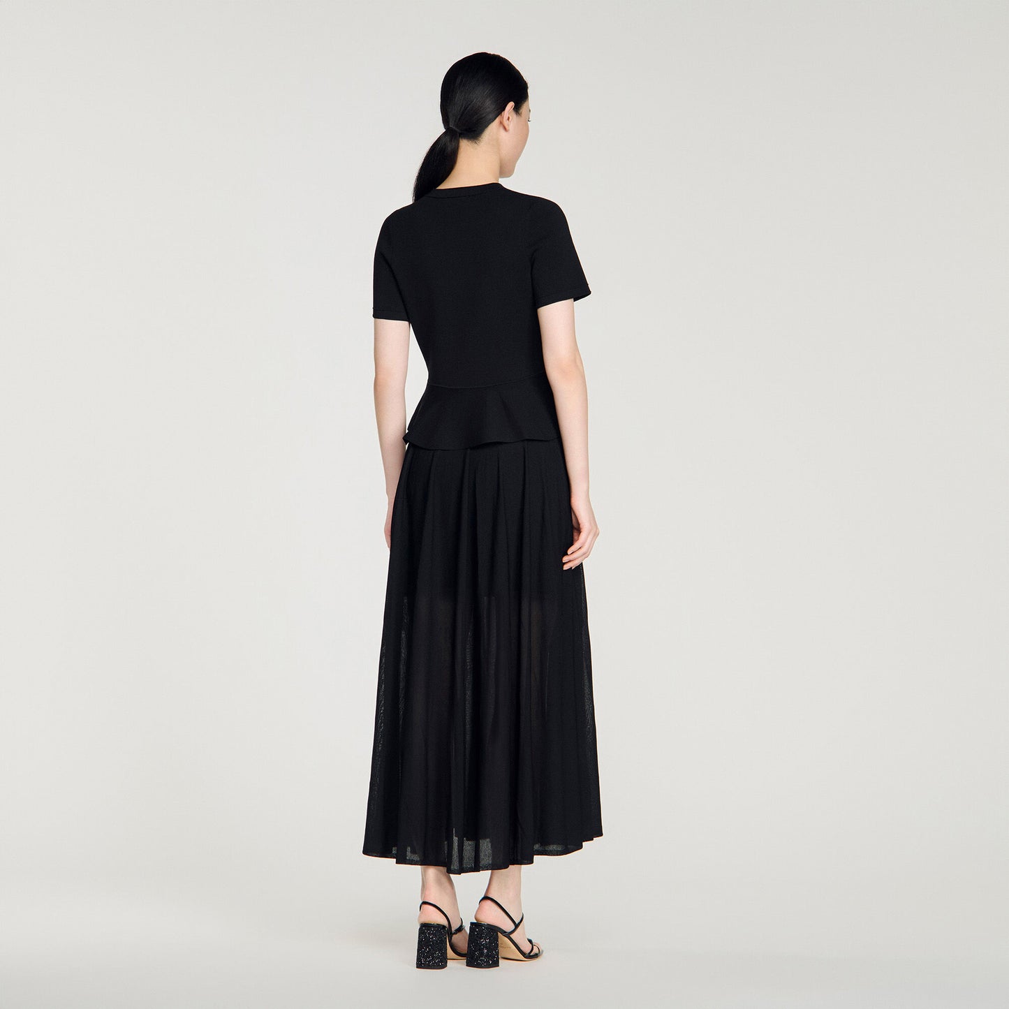 Peplum knit maxi dress