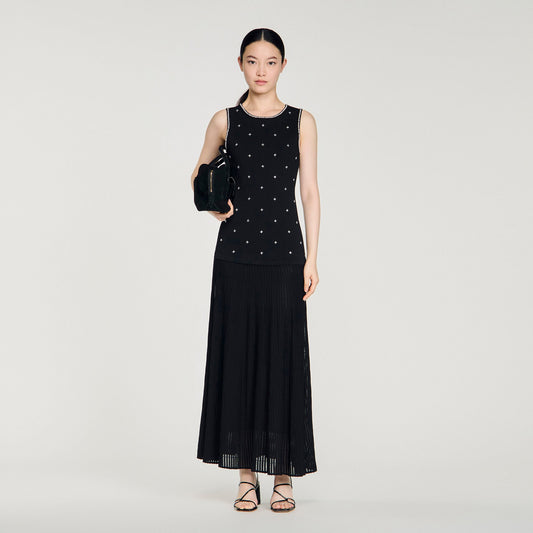 Rhinestone flower print maxi dress