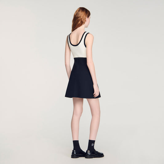 Two-tone knit short dress
