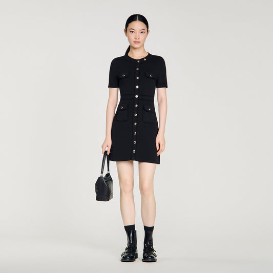 Button-up knit short dress