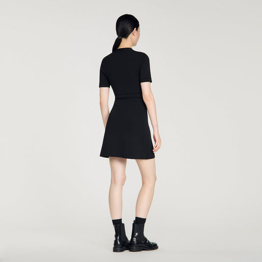 Button-up knit short dress