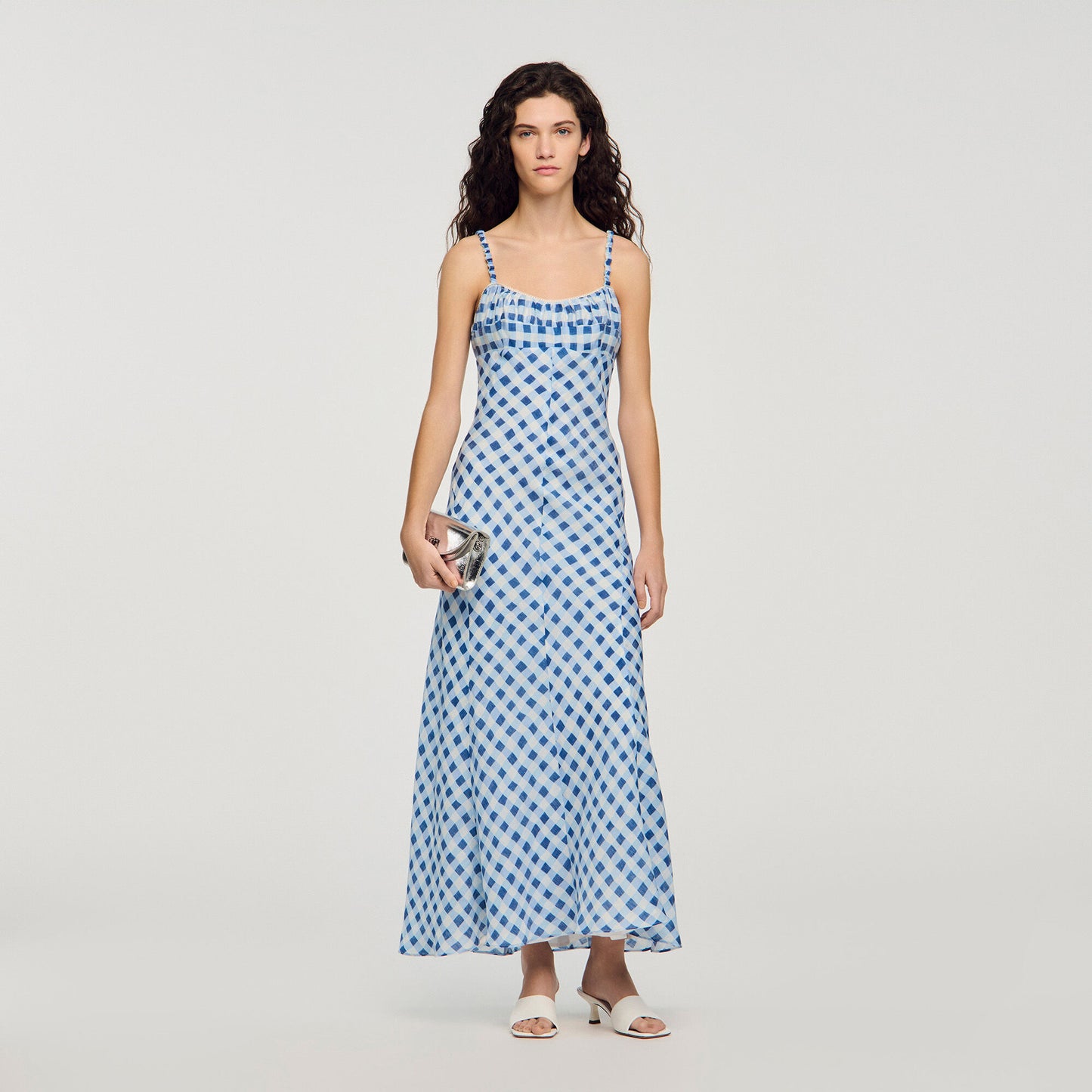 Gingham linen maxi dress