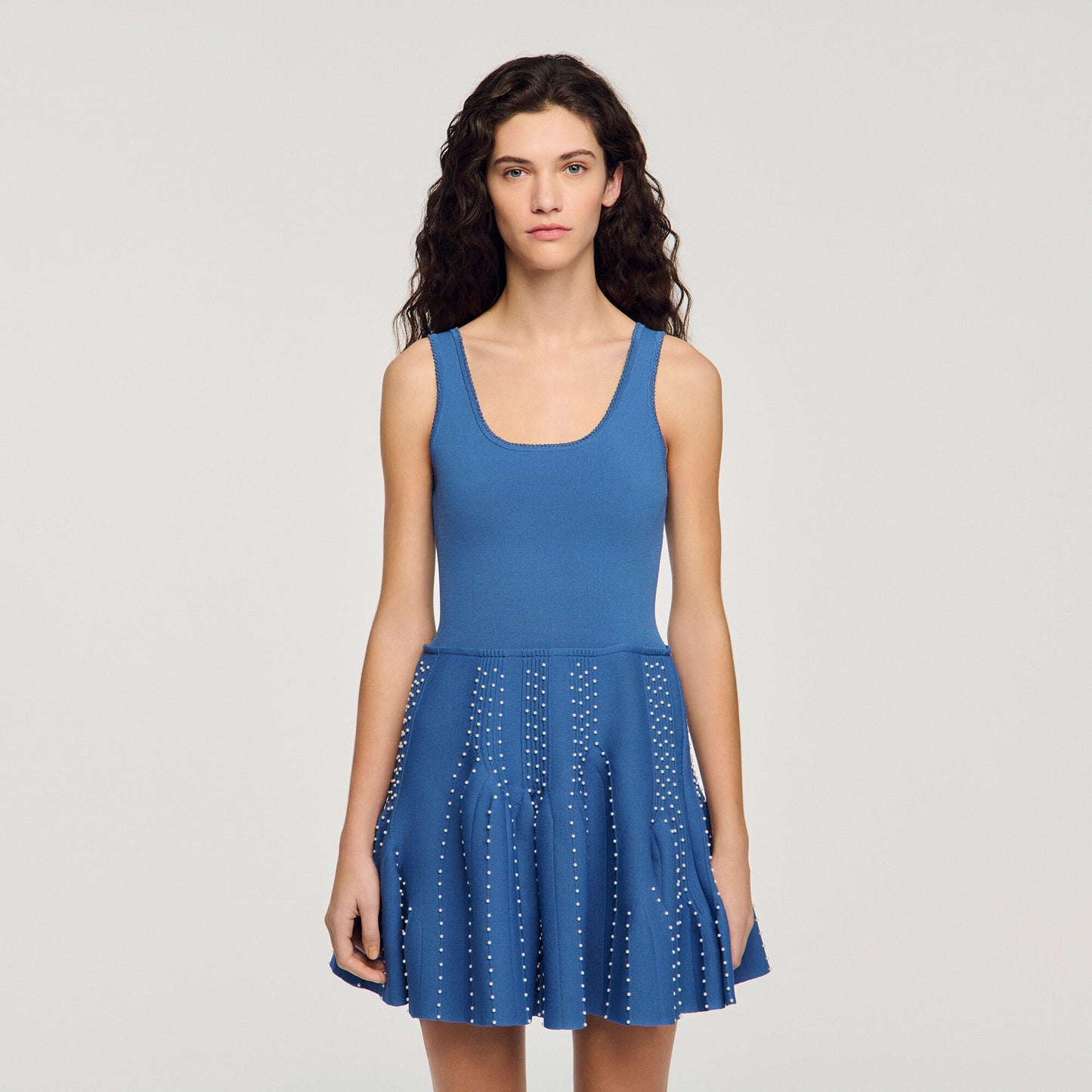 Beaded knit short dress