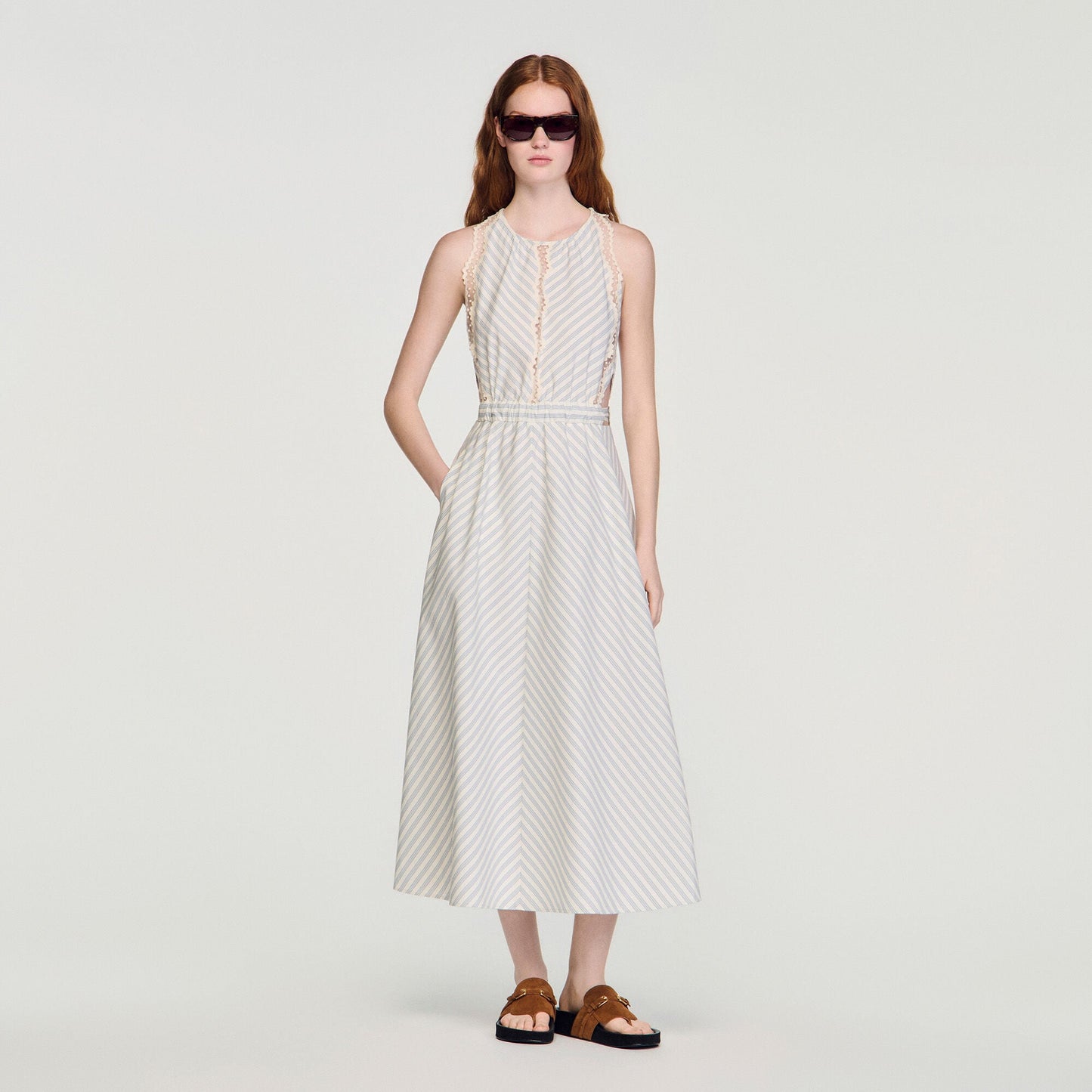 Striped cotton maxi dress