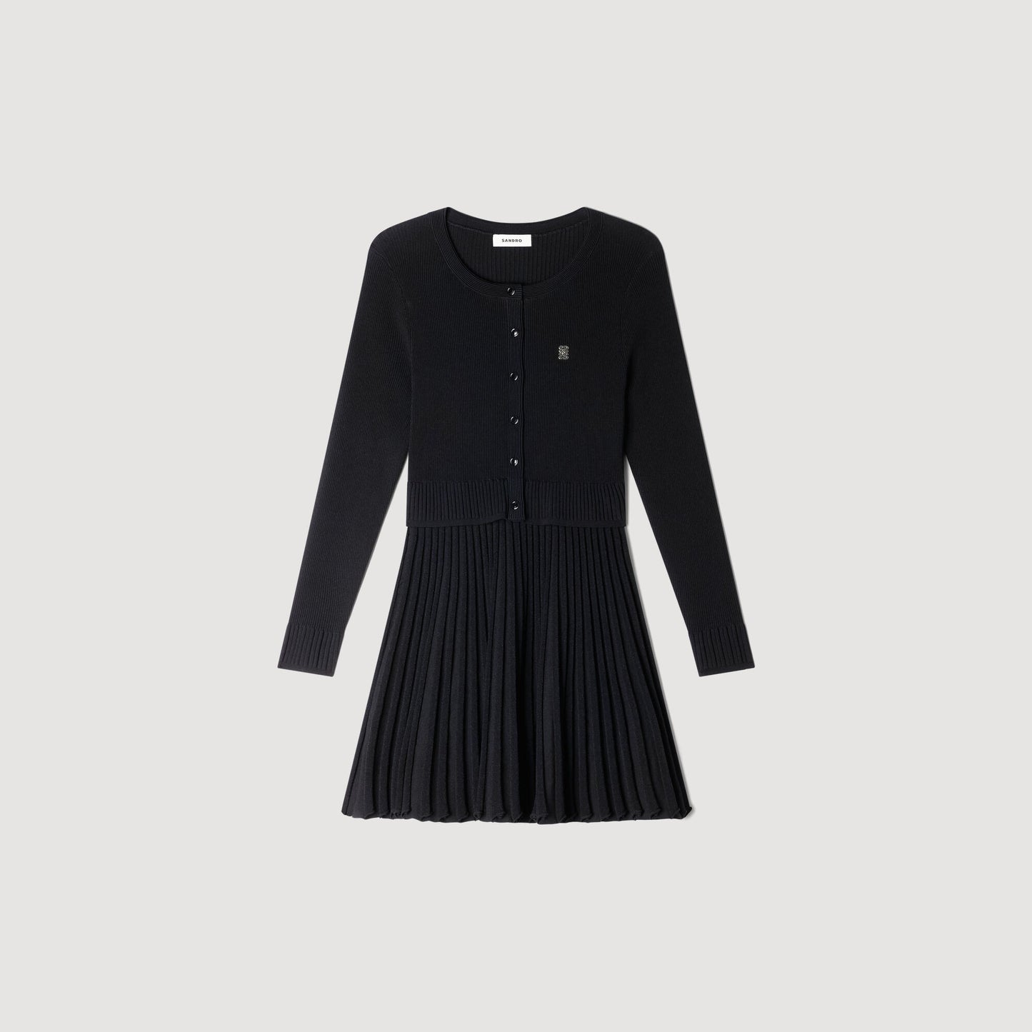 Pleated knit short dress