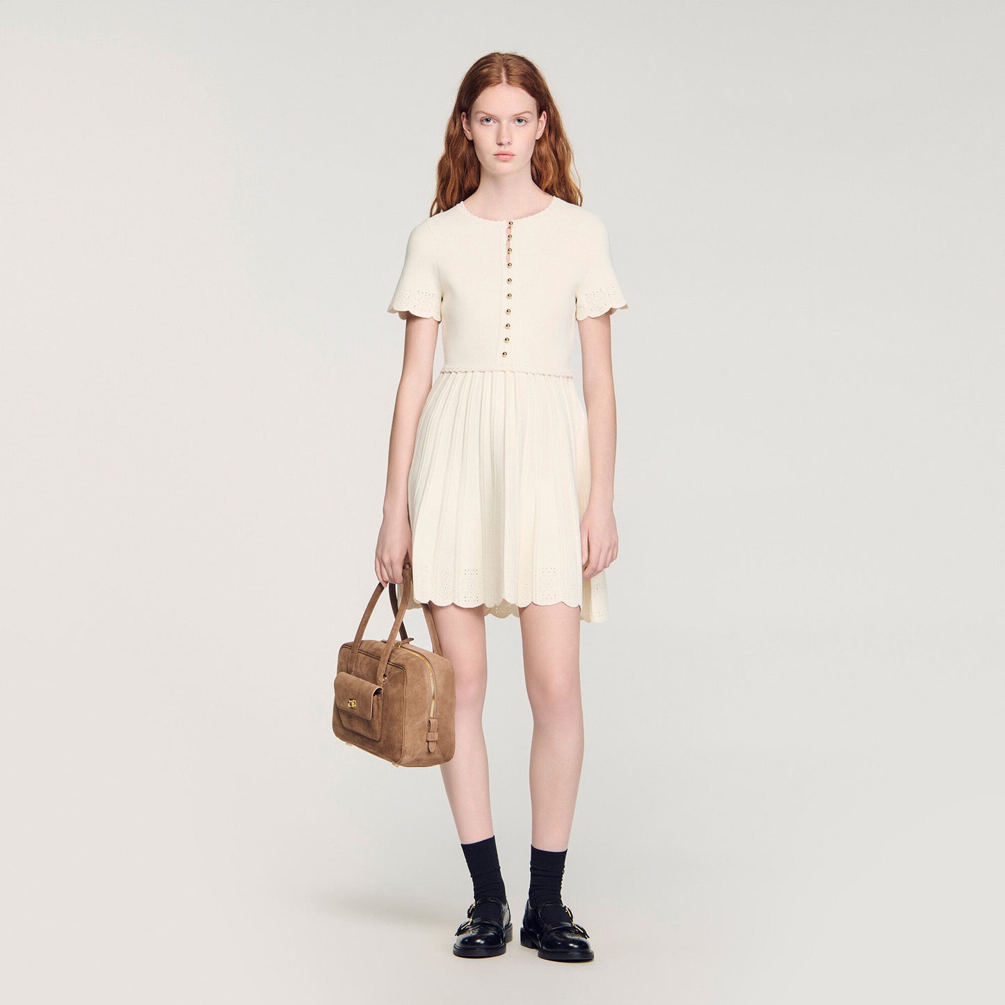 Pointelle knit short dress